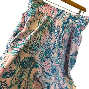 Lilly Pulitzer Pink Tropics Wrap Skirt Faye Tropics Tint Tangerine Dream Size S